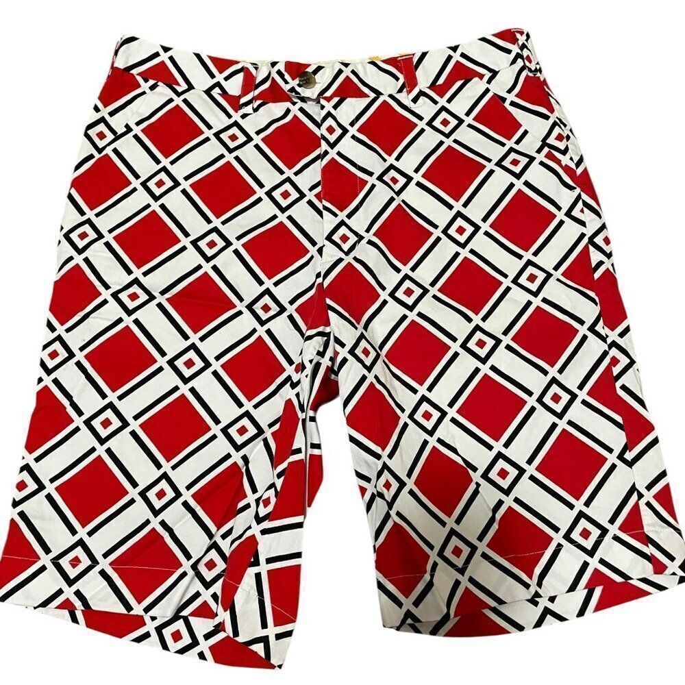 LoudMouth Golf Shorts Red White Cotton Lycra Men's Sz 36